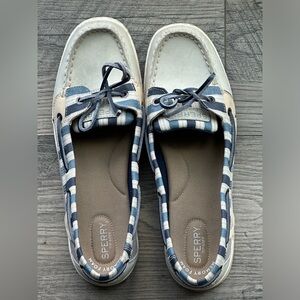 Sperry Womens Angelfish Stripe Grey Flats sz 10 STS83334 Casual Slip On Lace Up
